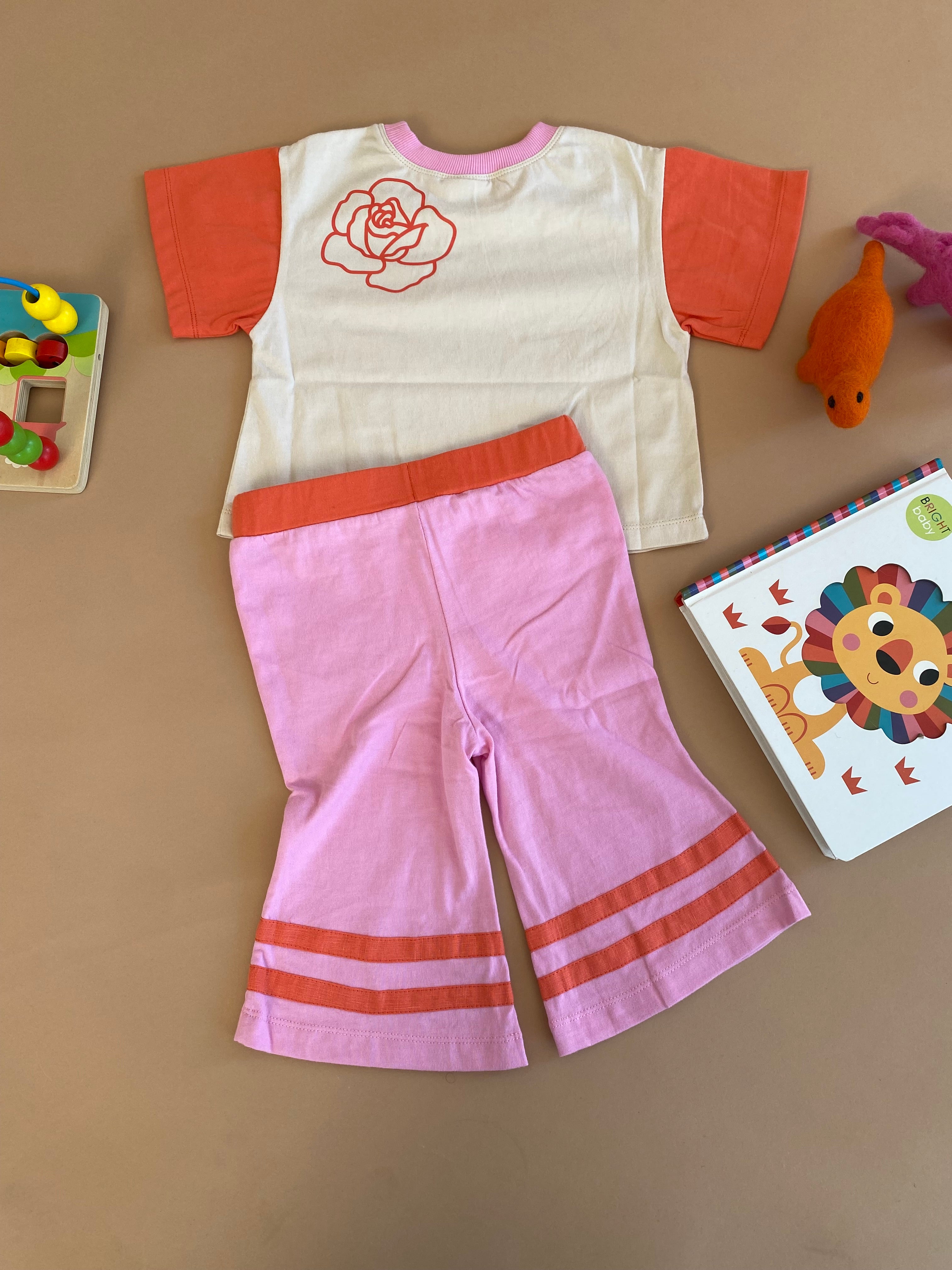 The Perfect Rosey Set: Oversized Kids Tee + Bambino Flare Pants