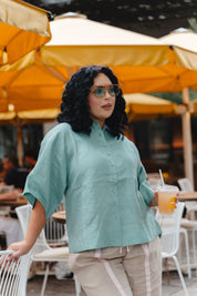 Linen Button Up | Sea Mist