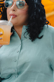 Linen Button Up | Sea Mist