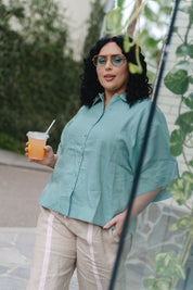 Linen Button Up | Sea Mist