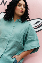 Linen Button Up | Sea Mist