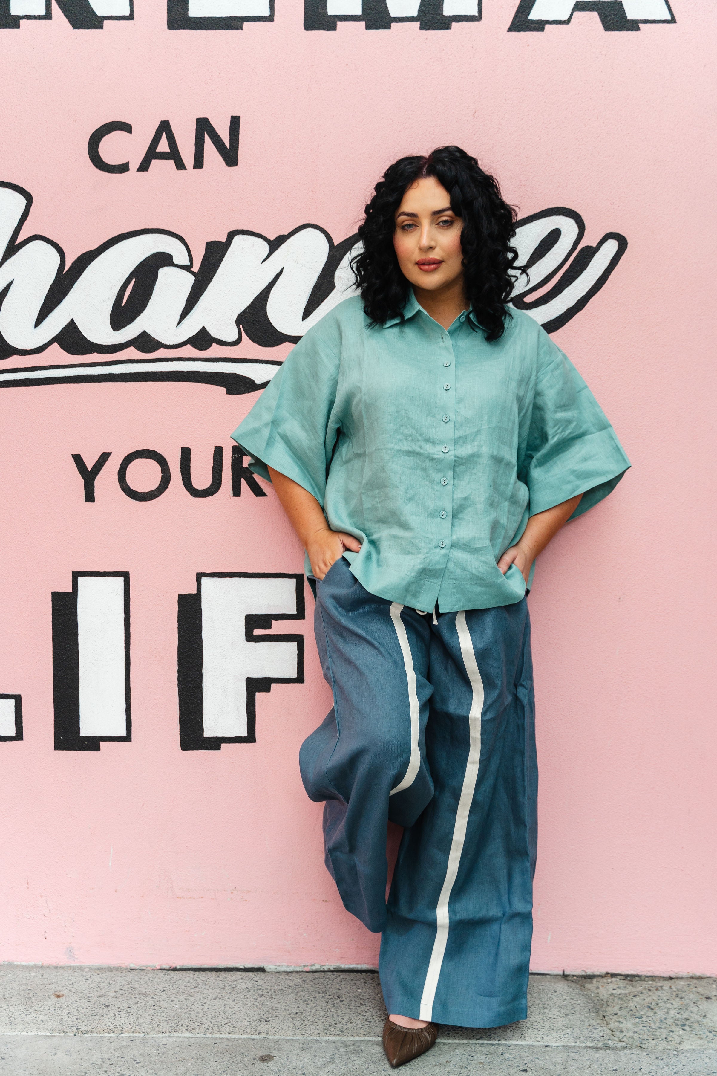 Linen Button Up | Sea Mist