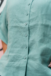 Linen Button Up | Sea Mist