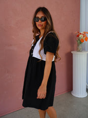 The Ella Dress - Black + White Linen
