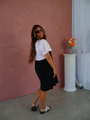 The Ella Dress - Black + White Linen