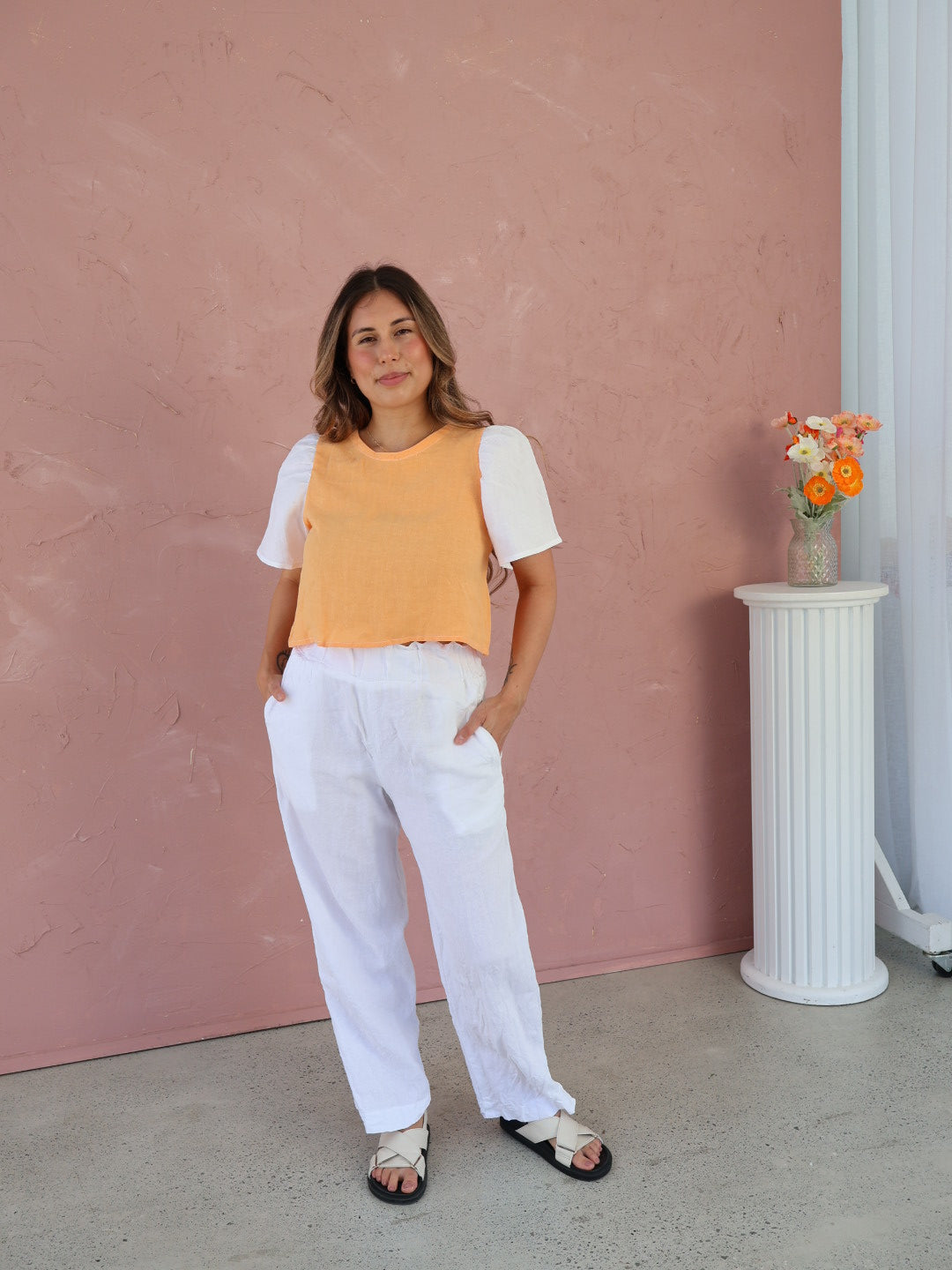 Agnes Pants - White Linen