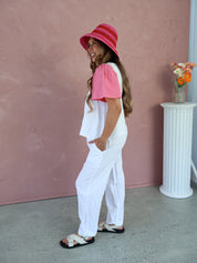 Everyday Tee - Pink + Green Sleeves