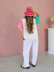 Everyday Tee - Pink + Green Sleeves