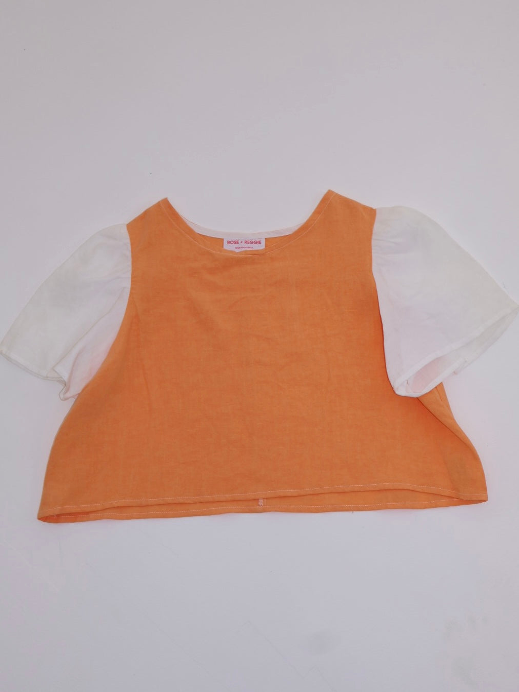 Everyday Linen Tee - Sherbet Orange and White