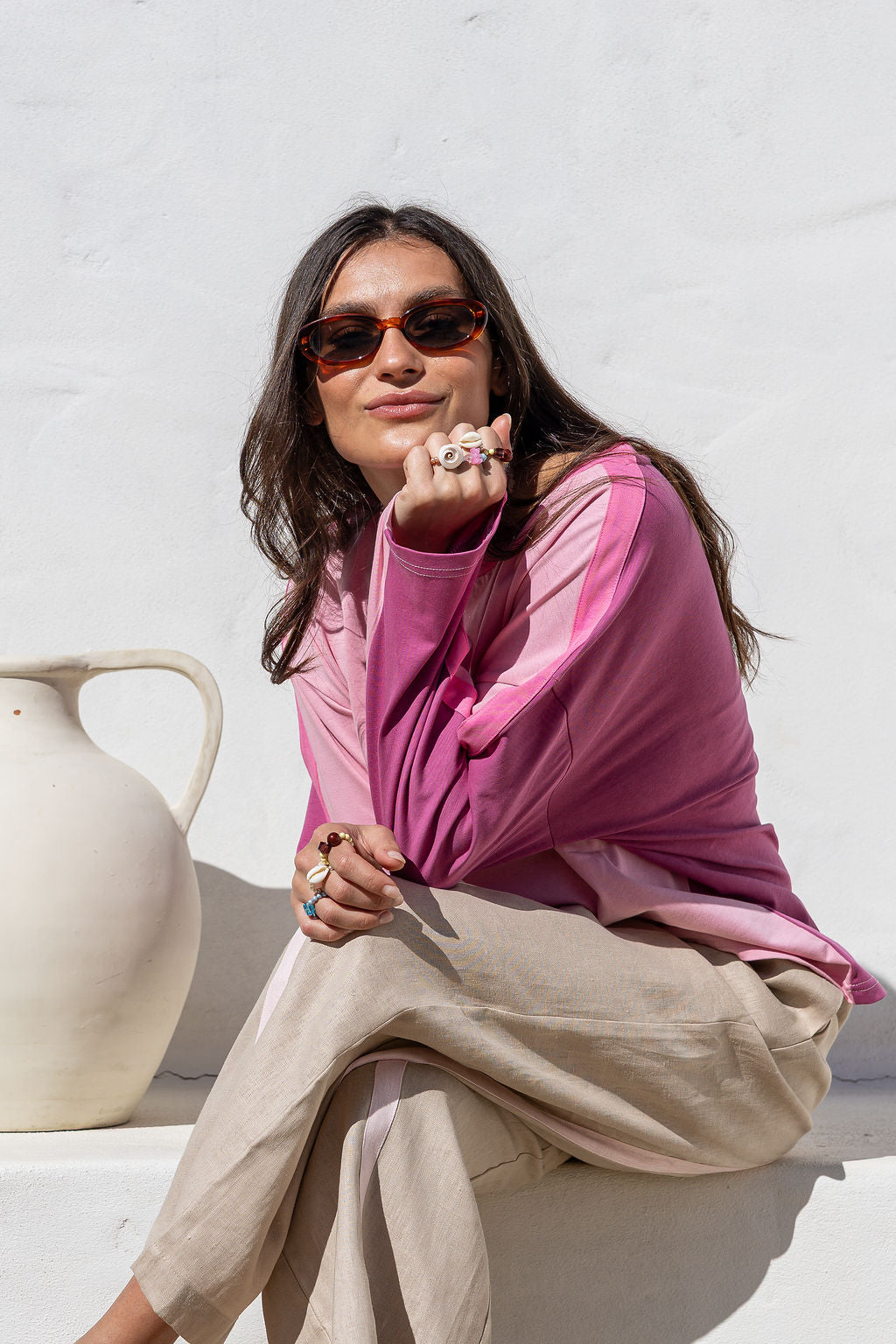 Long Sleeve Cotton Tee | Berry Trio