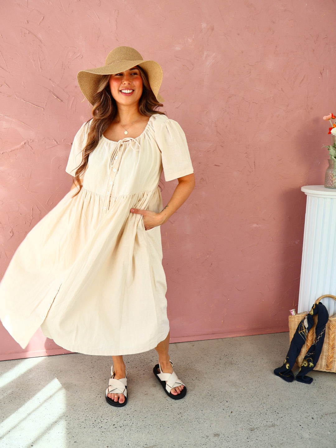 Maple Midi Dress | Natural Linen
