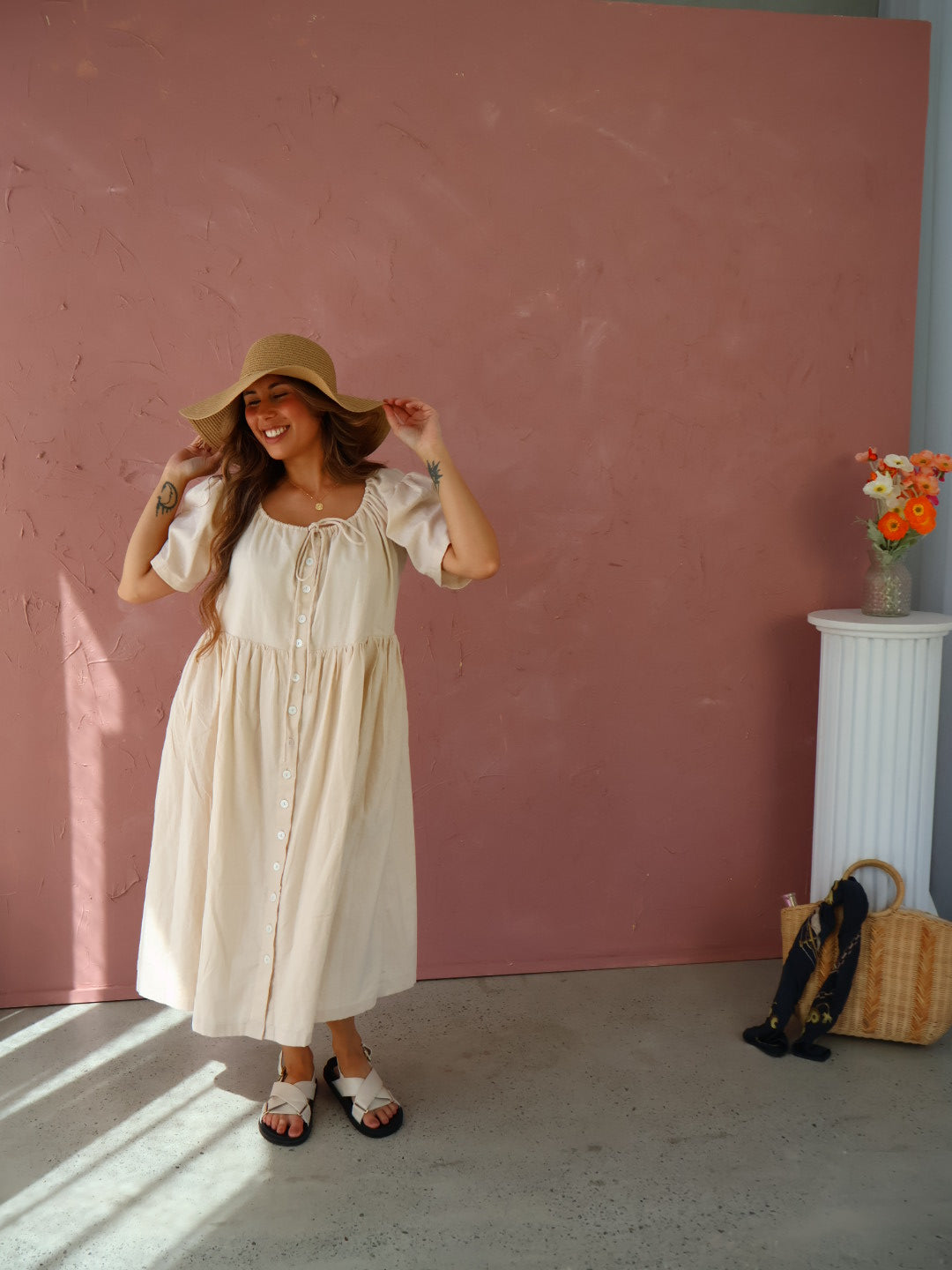 Maple Midi Dress | Natural Linen