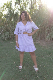 Isla Ruffle Skirt - Lilac Stripe Cotton