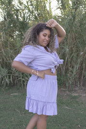 Isla Ruffle Skirt - Lilac Stripe Cotton