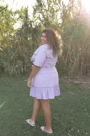 Isla Ruffle Skirt - Lilac Stripe Cotton