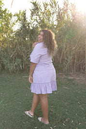 Isla Ruffle Skirt - Lilac Stripe Cotton