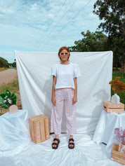 Agnes Pants - Cotton Pink Checks