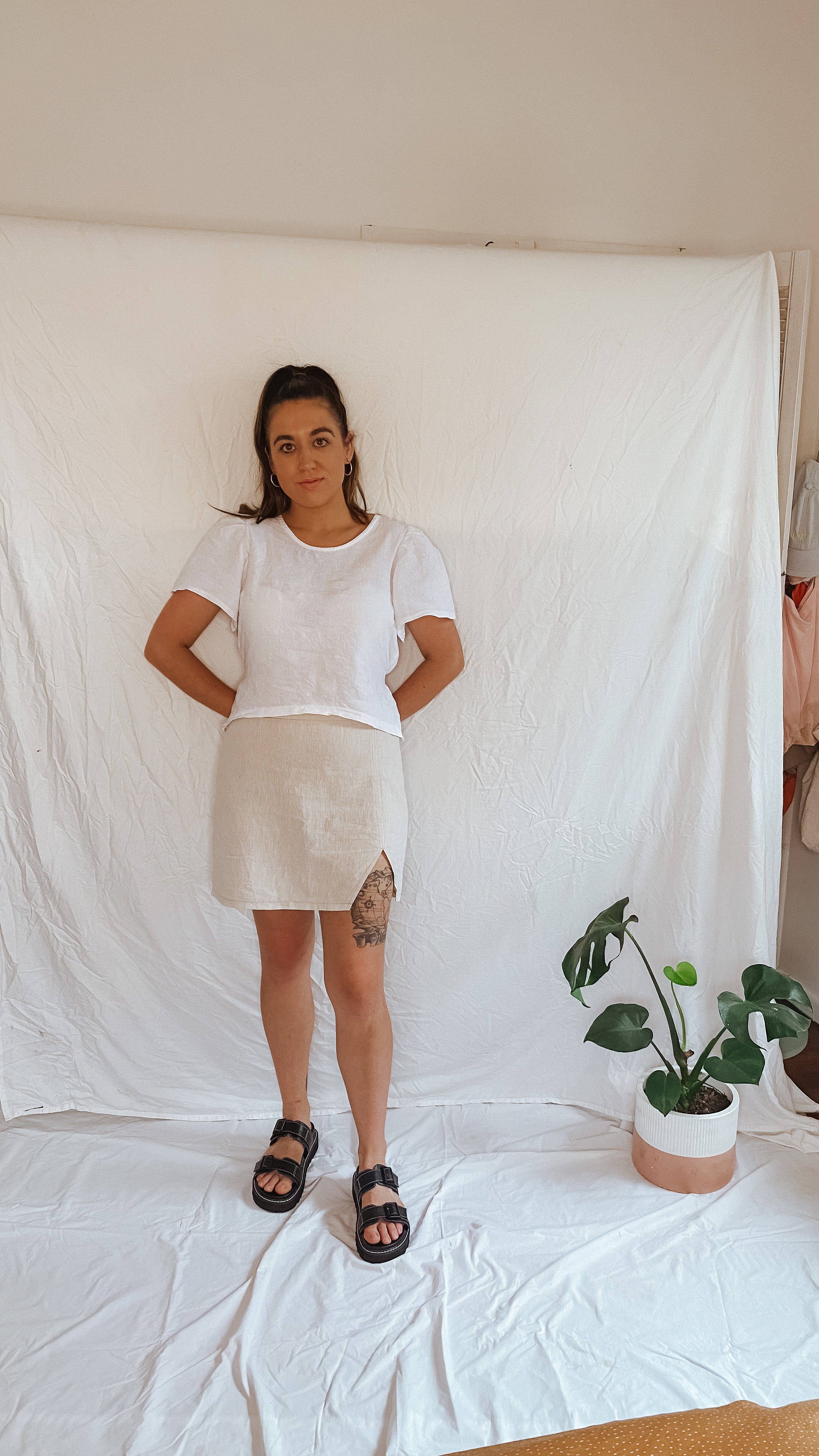 Sass Skirt - Natural Flax Linen