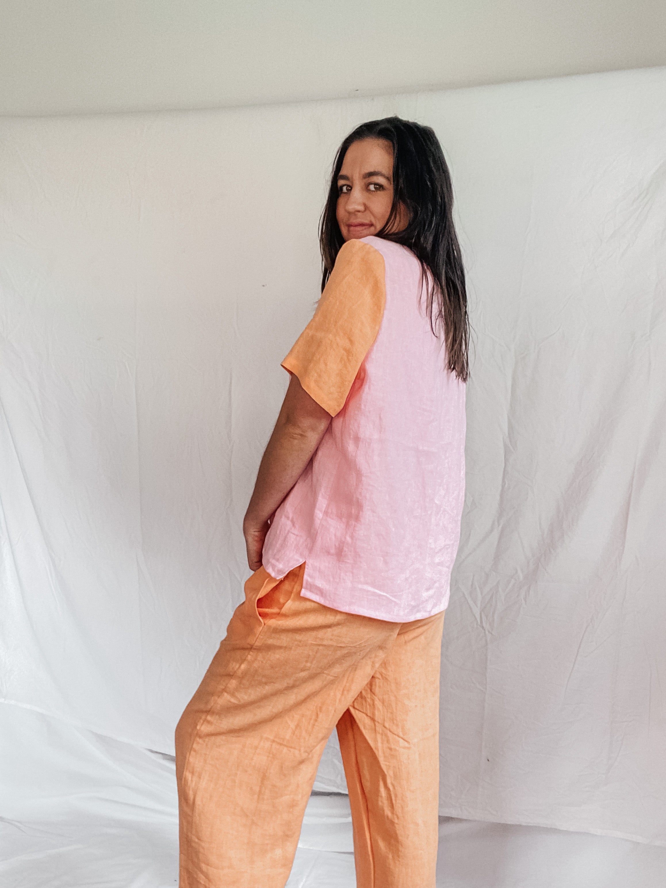 Henry Pants - Blossom Orange Linen