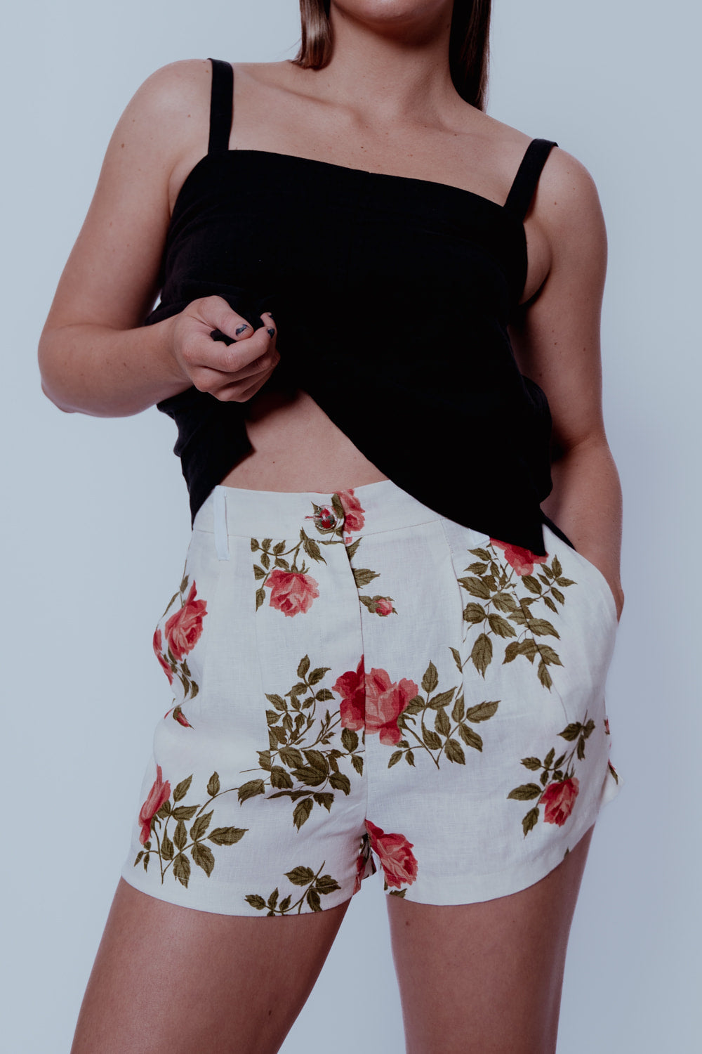 Harriet Pleat Pants - Vintage Rose Garden