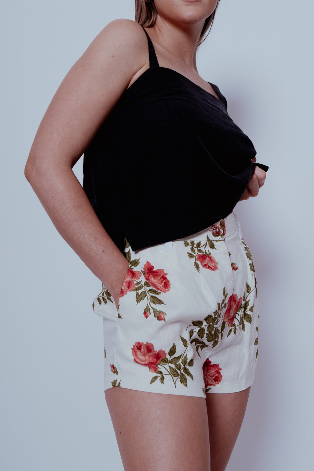 Harriet Pleat Pants - Vintage Rose Garden